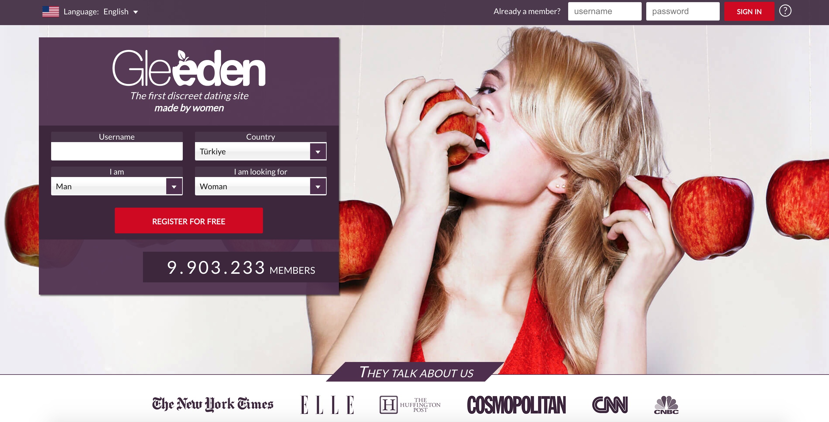 Gleeden main page