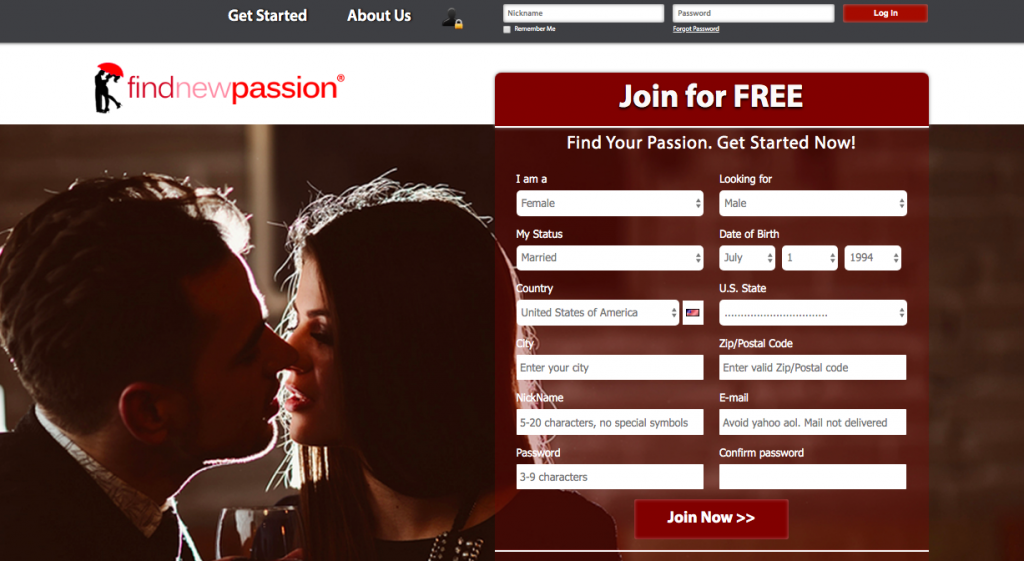 FindNewPassion main page
