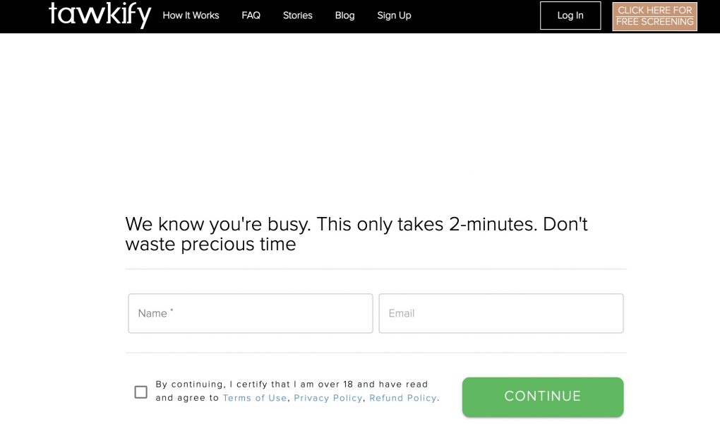 Tawkify create accounte